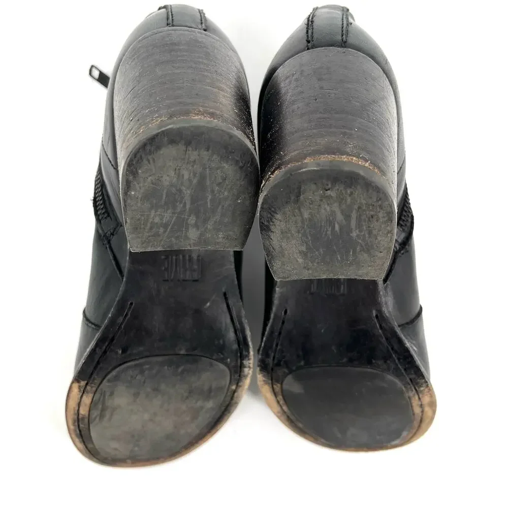 Women FRYE‎ Black Leather Nora Omaha Western Ankle Boot (7B)